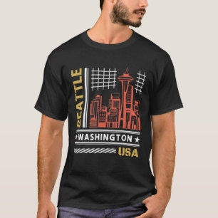 Seattle Skyline Vintag Seattle Washington T-Shirt