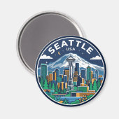 Seattle Skyline Washington Magnet (Vorderseite/Rückseite)