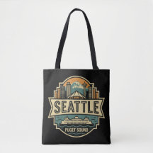 Seattle Skyline Washington USA Retro Abzeichen