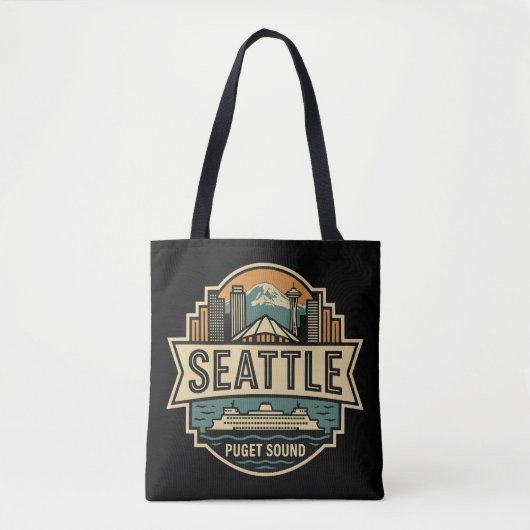 Seattle Skyline Washington USA Retro Abzeichen Tasche (Vorderseite)