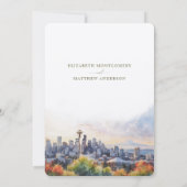 Seattle Skyline Watercolor Save the Date Hochzeit Einladung (Rückseite)