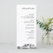 Seattle Skyline Wedding Dinner Menu Menükarte (Stehend Vorderseite)