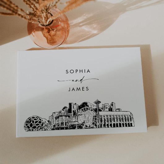 Seattle Skyline Wedding Guest Book Gästebuch