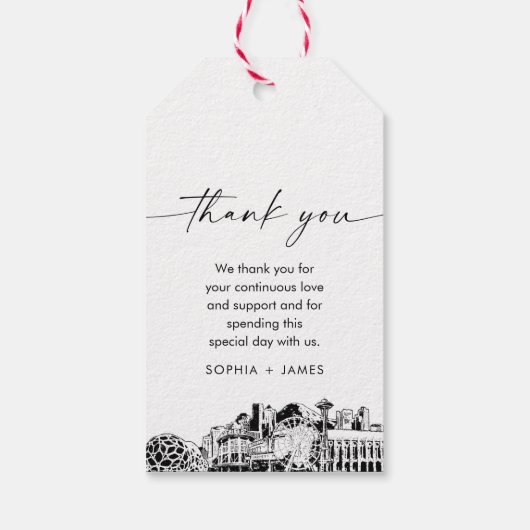 Seattle Skyline Wedding Vielen Dank für Ihre Unter Geschenkanhänger (Rückseite)
