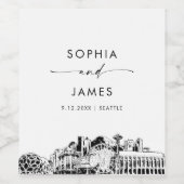 Seattle Skyline Weinetikett (Einzelnes Label)