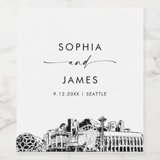 Seattle Skyline Weinetikett (Einzelnes Label)