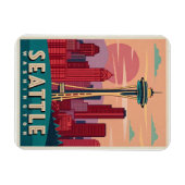 Seattle - Smarald City Skyline Magnet (Horizontal)