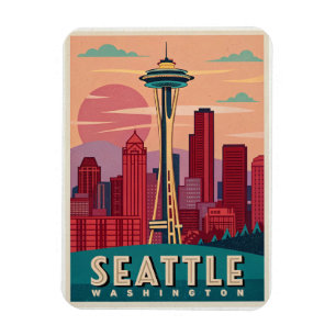 Seattle - Smarald City Skyline Magnet