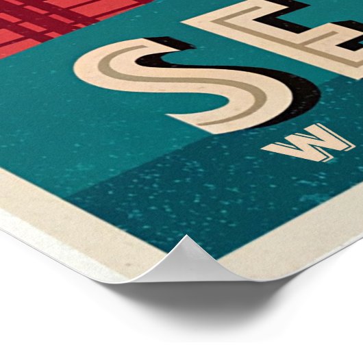 Seattle - Smarald City Skyline Poster (Ecke)