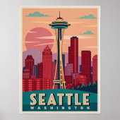 Seattle - Smarald City Skyline Poster (Vorne)