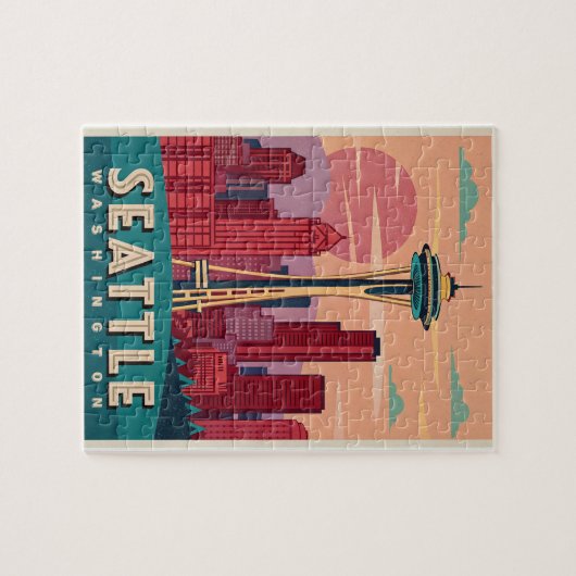 Seattle - Smarald City Skyline Puzzle (Horizontal)