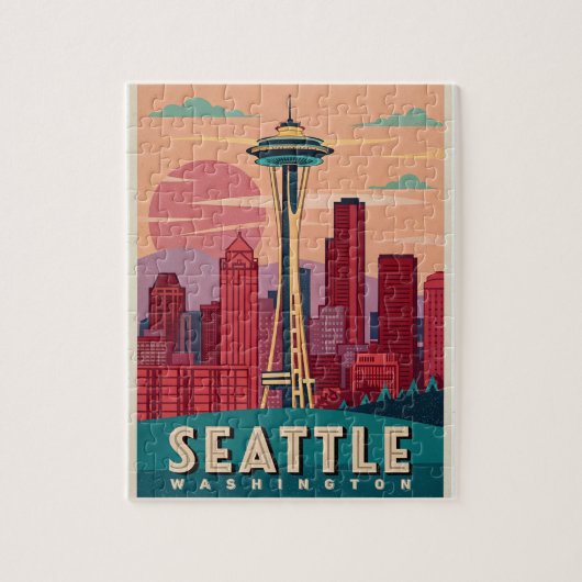 Seattle - Smarald City Skyline Puzzle (Vertikal)