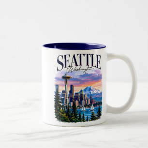 Seattle Space Needle Reise Grafik Zweifarbige Tasse