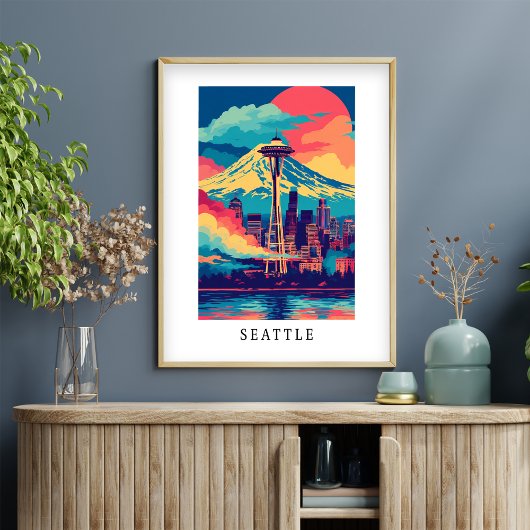 Seattle Space Needle Skyline Poster