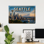 Seattle Space Needle und Mount Rainier Poster (Heimbüro)