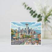 Seattle & Space Needle Washington Postkarte (Stehend Vorderseite)
