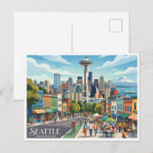 Seattle & Space Needle Washington Postkarte (Vorne/Hinten)