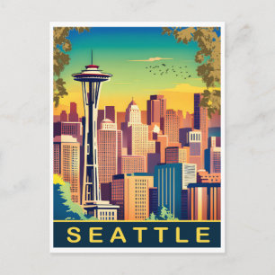 Seattle, Stadt-Skyline, Bundesstaat Washington, Re Postkarte
