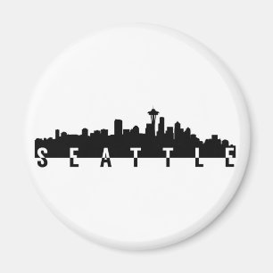 Seattle-Stadt Skyline-Silhouetteschwarzform americ Magnet