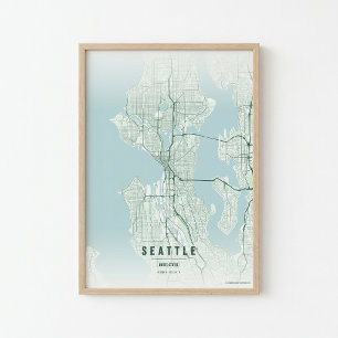 Seattle Stadtplan Druck Washington Stadt Wandkunst Poster