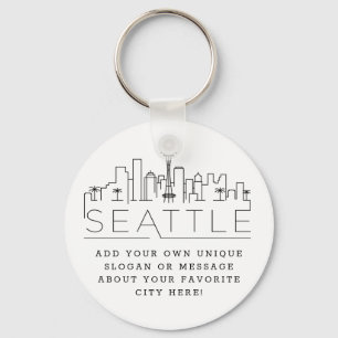 Seattle Stylisierte Skyline  Benutzerdefinierter S Schlüsselanhänger