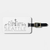 Seattle Stylized City Skyline Gepäckmarke Gepäckanhänger (Vorderseite horizontal)