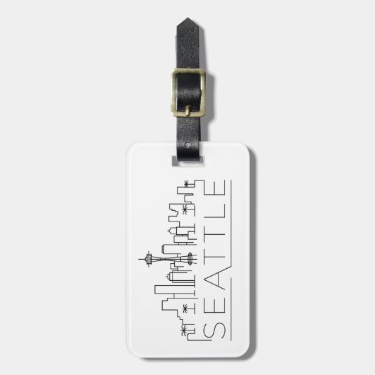 Seattle Stylized City Skyline Gepäckmarke Gepäckanhänger (Vorderseite vertikal)