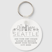 Seattle Stylized Skyline | Benutzerdefinierter Slo Schlüsselanhänger (Vorderseite)