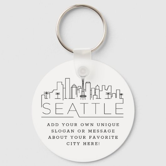 Seattle Stylized Skyline | Benutzerdefinierter Slo Schlüsselanhänger (Vorderseite)