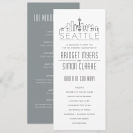 Seattle Stylized Skyline | Hochzeitsprogramm Einladung
