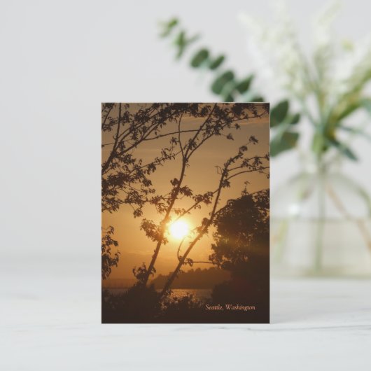 Seattle Sunset Postkarte (Stehend Vorderseite)