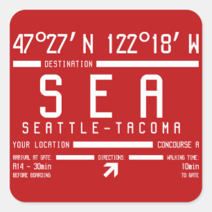Seattle-Tacoma IATA International Airport Code SEA Quadratischer Aufkleber