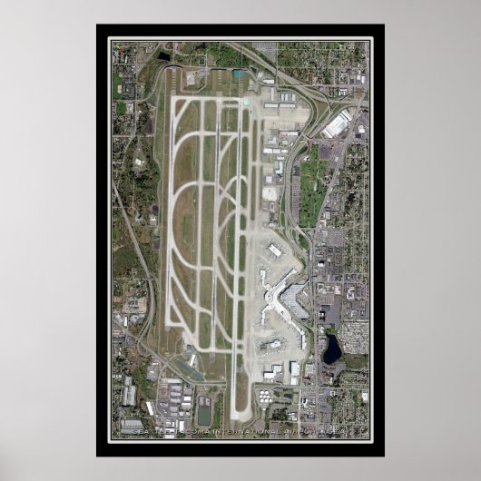 Seattle-Tacoma Intl Airport Satellite Poster Karte (Vorne)
