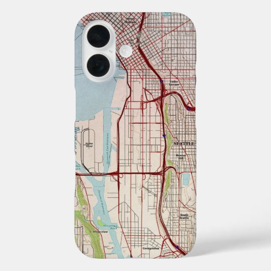 Seattle Topographic City Map Case-Mate iPhone Hülle (Rückseite)