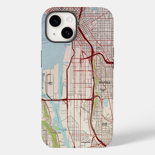 Seattle Topographic City Map Case-Mate iPhone Hülle (Back)