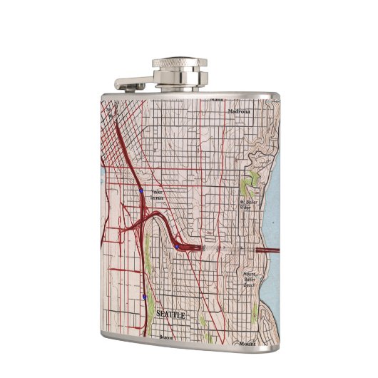 Seattle Topographic City Map Flachmann (Links)