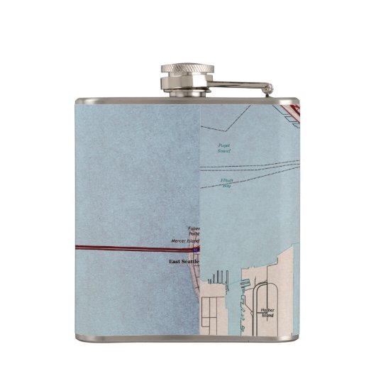 Seattle Topographic City Map Flachmann (Rückseite)