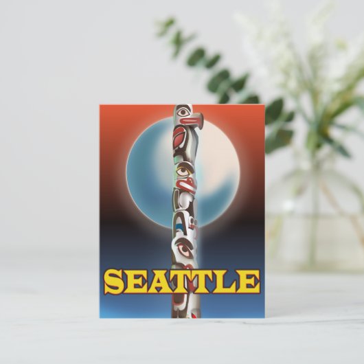 Seattle Totem Pol Reiseplakat (Stehend Vorderseite)