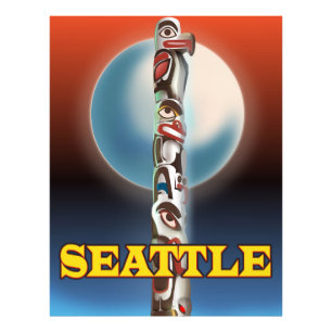 Seattle Totem Pol Reiseplakat Fotodruck