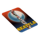 Seattle Totem Pol Reiseplakat Magnet (Rechte Seite)
