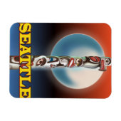 Seattle Totem Pol Reiseplakat Magnet (Horizontal)