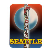 Seattle Totem Pol Reiseplakat Magnet (Vertikal)