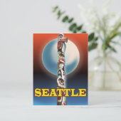 Seattle Totem Pol Reiseplakat Postkarte (Stehend Vorderseite)