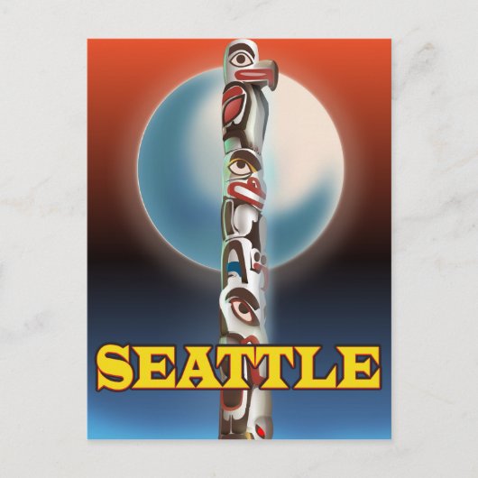 Seattle Totem Pol Reiseplakat Postkarte (Vorderseite)