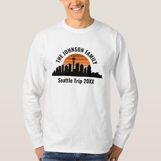 Seattle Trip Skyline Sunset Custom Long Sleeve T-Shirt (Vorderseite)