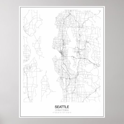 Seattle, United Staaten Minimalistisch Map Poster (Vorne)
