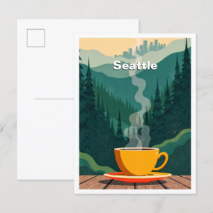 Seattle USA Kunst Vintage-Illustration Reise Postkarte