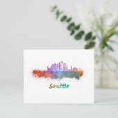 Seattle V2 Skyline in Aquarell Postkarte (Stehend Vorderseite)