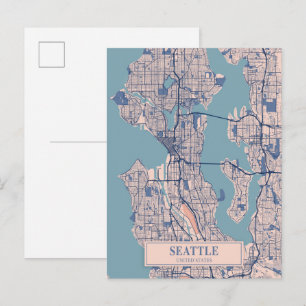 Seattle Vereinigte Staaten Windige Stadtplan Reise Postkarte
