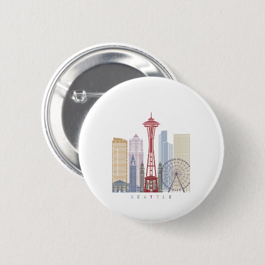 Seattle Vintage Poster Button (Vorne & Hinten)